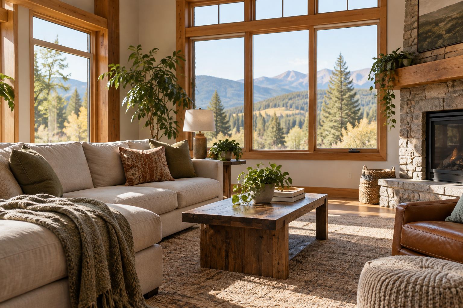 A cozy Kalispell living room, illustrative